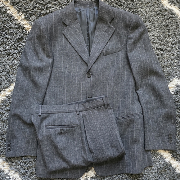 Emporio Armani Gray Pinstripe 2 PCSuit 40R US/50R EU
